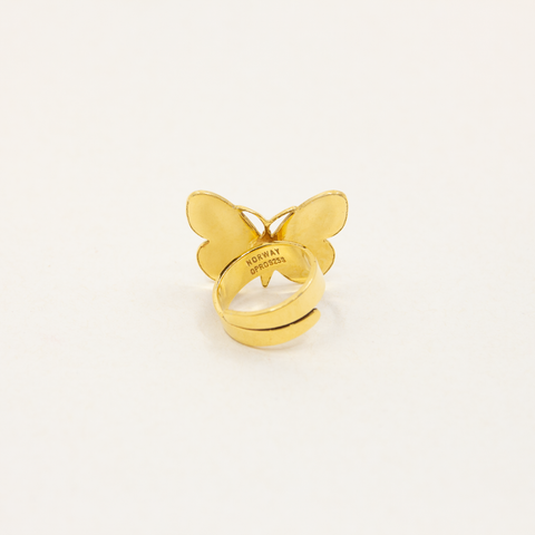 Opro-Sommerfugl Ring Forgylt/Emalje Champagne-orway Designs