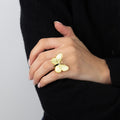Opro-Sommerfugl Ring Forgylt/Emalje Champagne-orway Designs