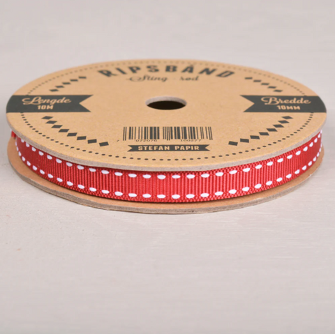 Stefan Papir - Ripsbånd 10mm × 10m Rød- Norway Designs