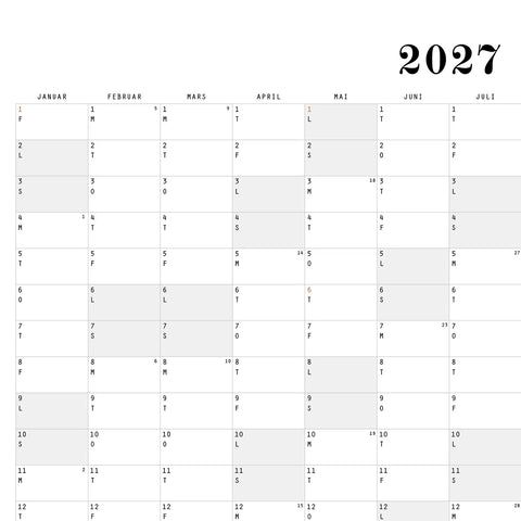 Stefan Papir Veggkalender 2027 - 50x70cm
