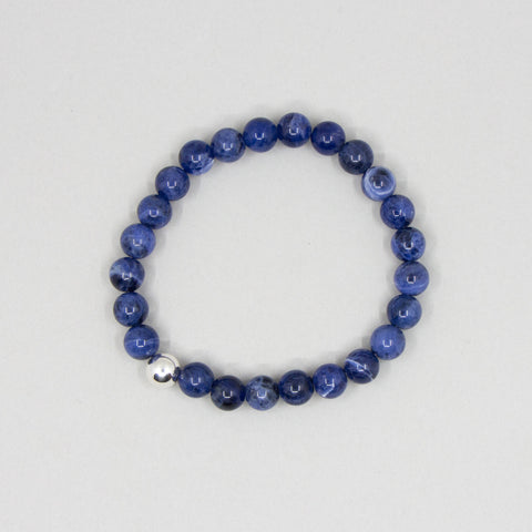 Stenarmbånd Sodalit Sølvkule 8mm - Norway Designs