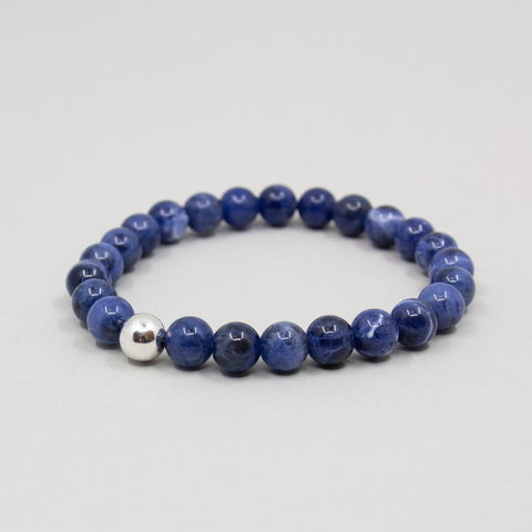 Stenarmbånd Sodalit Sølvkule 8mm - Norway Designs