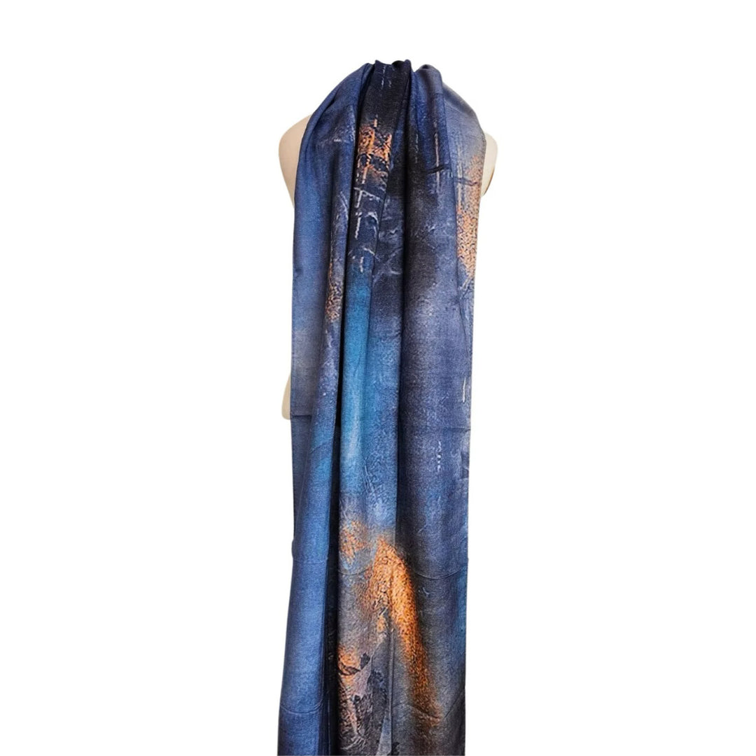 Silk & Modal Scarf in Blue Leo Mist