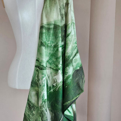 Patina Green Skjerf Ull/silke fra Therese Enger