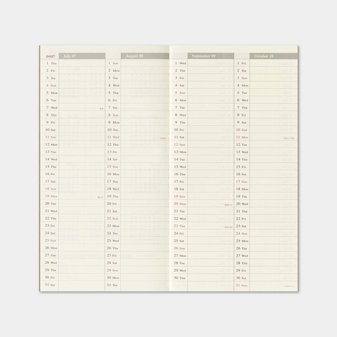Regular Diary 2027 Uke + Memo Refill fra Traveler's Company