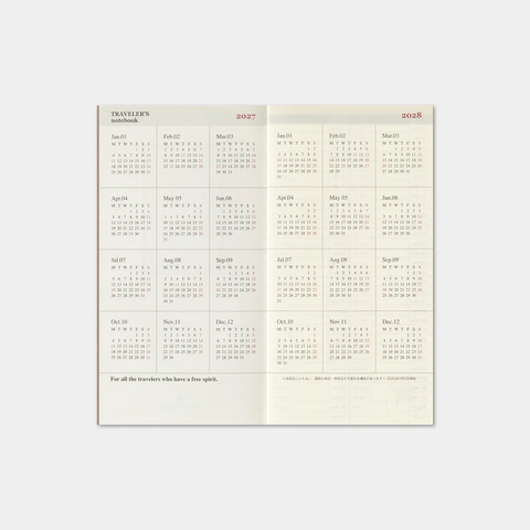Regular Vertical Diary 2027 Uke + Memo Refill fra Traveler's Company
