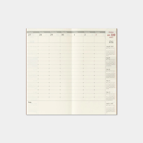 Regular Vertical Diary 2027 Uke + Memo Refill fra Traveler's Company