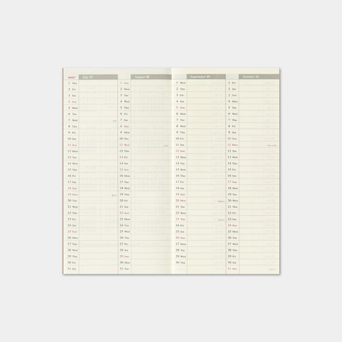 Regular Vertical Diary 2027 Uke + Memo Refill fra Traveler's Company