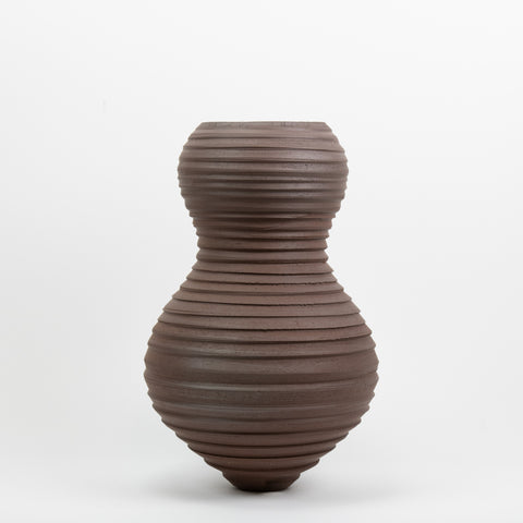 Henrik Rasmussen-Vase Stengods Riller Rødbrun H25-Norway Designs