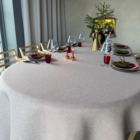 Vaxbo Lin-Streck Duk Ubleket/Rød-Norway Designs