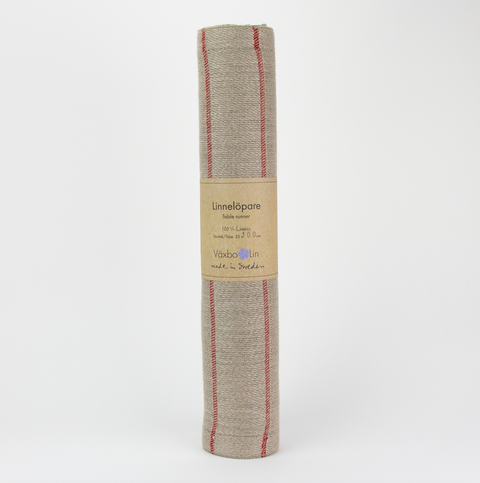 Växbo Lin - Högbo Løper 35x100cm Rød - Norway Designs