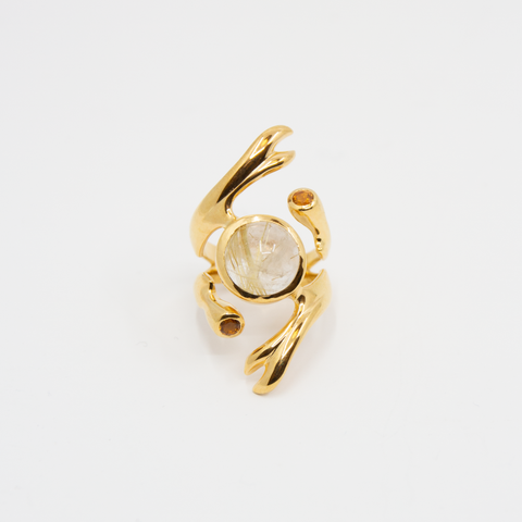 Freesia Ring Forgylt Sølv/Karneol/Citrin fra Vido Jewels