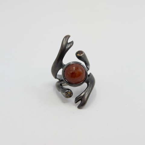 Freesia Ring Oksidert Sølv/Karneol/Citrin fra Vido Jewels