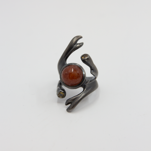 Freesia Ring Oksidert Sølv/Karneol/Citrin fra Vido Jewels