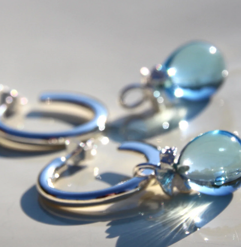 Vido Jewels-Thuja Ørepynt Creol Sølv/Topaz-Norway Designs