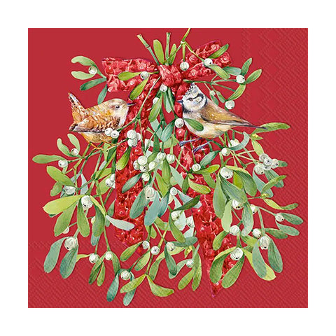 Birds In Mistletoe Papirservietter 33x33cm - Norway Designs