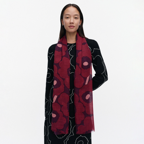 Marimekko Fiore Unikko skjerf i 100 % ull