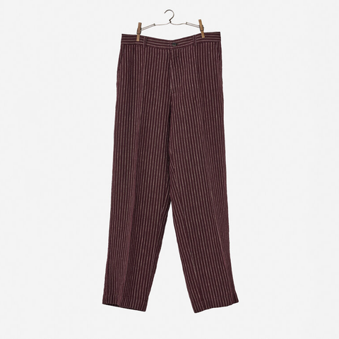Classic Trousers fra Nygårdsanna i vinrød stripet lin