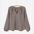 Tunic Blouse fra Nygårdsanna i rutete brunt lin