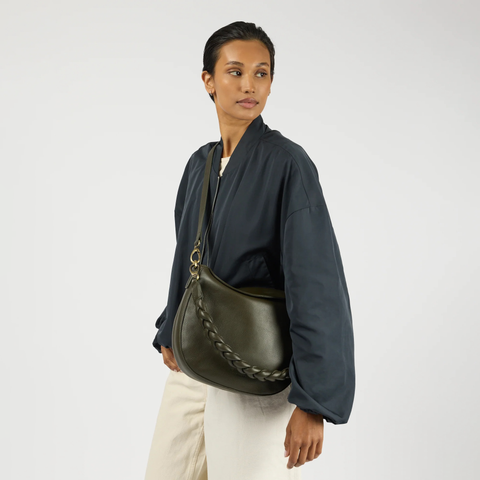 O My Bag Lana Soft Grain Leather veske i fargen moss