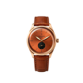 Runde Vintage klokke fra Von Doren med kobber- og laksefarget urskive og sort subdial