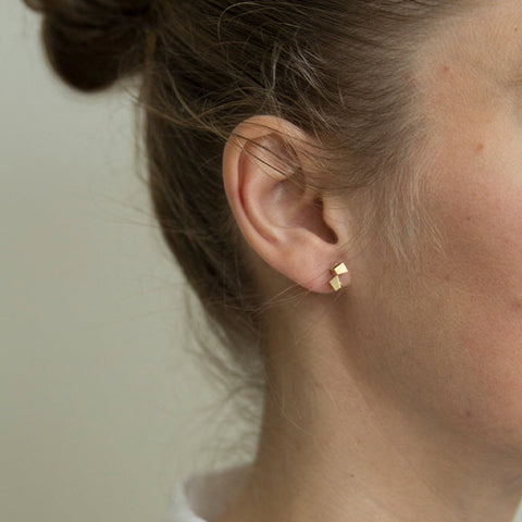 Minimalist Earrings Gold Cube Earrings Square Studs Earrings Gold