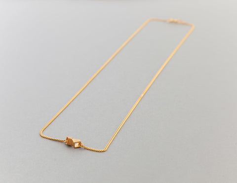 Simple Square Necklace Gold Plated Silver