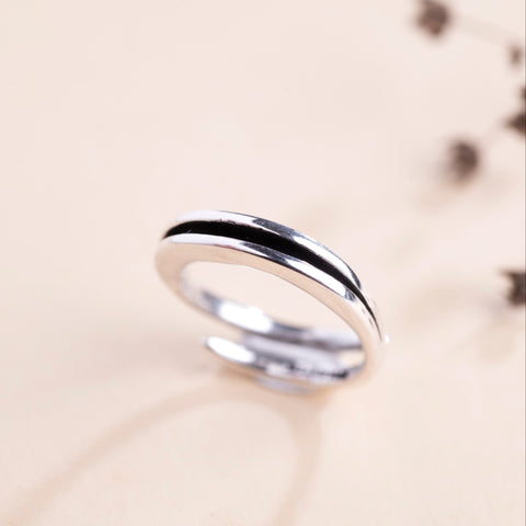 Hillestad-Stripe Ring Regulerbar Sølv-Norway Designs