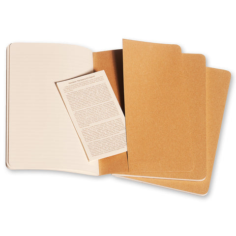 Moleskine Cahiers Notebooks Lined L 3pcs Kraft