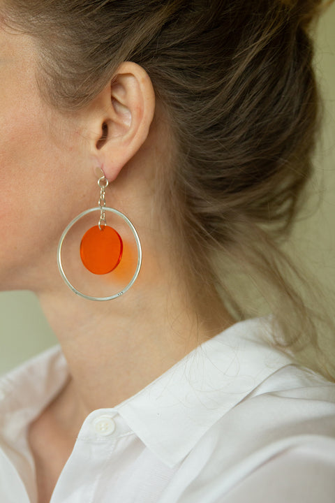 Nina Vinje Circum Duplum Earrings Plexiglas/Silver Orange
