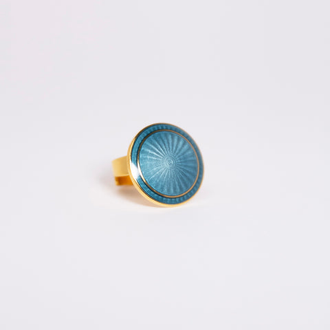 Opro Luna Ring Sølv/Emalje Forgylt Gråblå - Norway Designs 