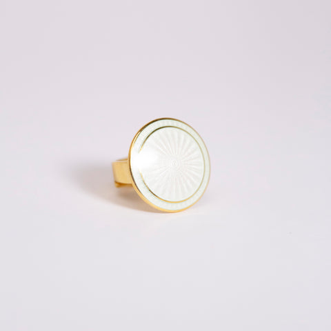 Opro Luna Ring Sølv/Emalje Forgylt Hvit - Norway Designs 