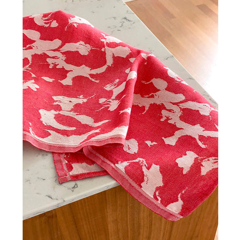 Plesner Patterns Marble Kitchen Towel Red