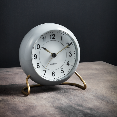 Arne Jacobsen Station Alarm Clock 11cm Grey/White – Norway Designs Arne Jacobsen Station Alarm Clock 11cm Grey/White – Norway Designs